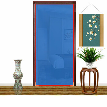 物生物 门帘夏季一次性发泡材质门帘防虫家用软帘子定制 蓝色泡网加密