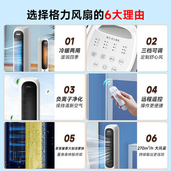 格力（GREE）【冷暖两用】家用遥控空调扇制冷风扇负离子净化加湿落地水冷塔扇冷风机降温冷气扇KS-04X71RDg