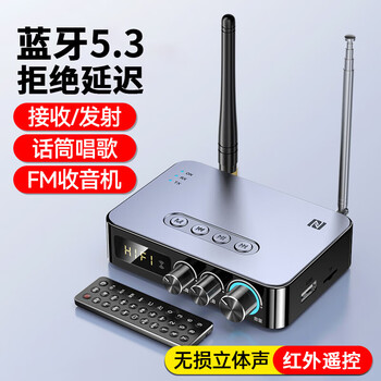 连拓蓝牙适配器5.3音箱响功放机改装aux电脑视音频发射适配器FM收音机