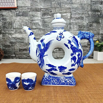 青花酒壶- 京东