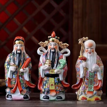 中国古玩　白磁福禄寿人物置物 和田玉福禄寿三星人物摆件，福禄寿是中国民间信仰的