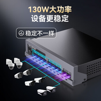 磊科（netcore）SG2010P 10口千兆8口供电POE交换机 企业级家用宿舍监控网络网线分线器 兼容百兆（新老版本混发）