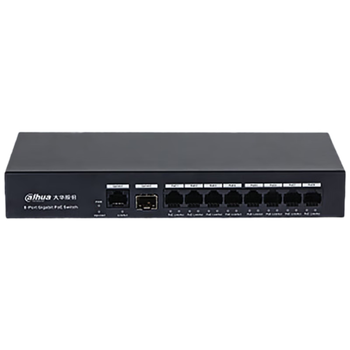 dahua大华8口千兆PoE交换机65W 9口+电口+1光口共10口非网管监控网络分线器分流器适用学校宾馆超市
