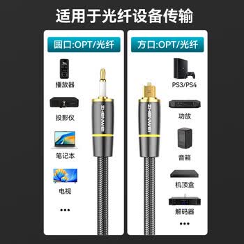 臻威（ZHENWEI）optical数字光纤音频线电视DVD投影仪功放机顶盒家庭影院音频线光纤方口转光纤圆口连接线-1.5米