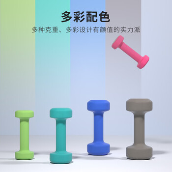 PROIRON普力艾 彩色浸塑磨砂哑铃女家用儿童哑铃 薄荷绿1磅