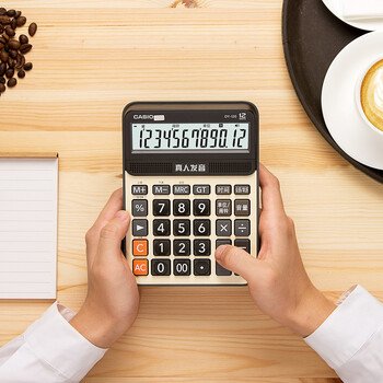 卡西欧（CASIO）语音计算器超大型蟠龙金 真人发音金属机身趣味弹奏办公用品财务专用语音款GY-120