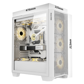 长城（Great Wall）隐刃H513W白色电脑机箱（金属面板/E-ATX主板/玻璃侧透/360水冷/0.8mm厚侧板/9风扇位/5090显卡）