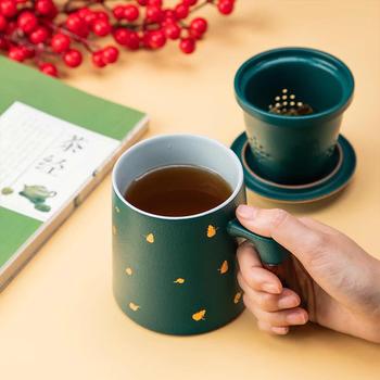 平仄故宫文创泡茶杯陶瓷马克杯茶水分离杯水杯送朋友礼物福禄380ml