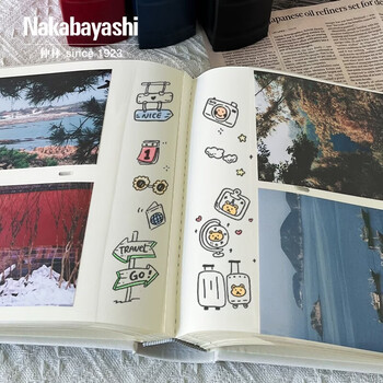 Nakabayashi仲林插袋式相册本200张6寸/PU皮复古影集/插页家庭相薄/diy纪念册照片书 NBZJ-2UP6-D