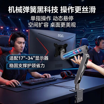 AOC 显示器支架电脑支架电脑增高架显示器机械臂电脑桌支架螺旋升降机械弹簧显示屏支架 AM402G银翼灰