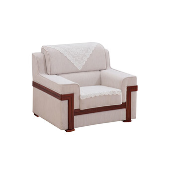 隆旭 办公室沙发商务接待区会客会议洽谈贵宾沙发木质扶手 布艺单人位