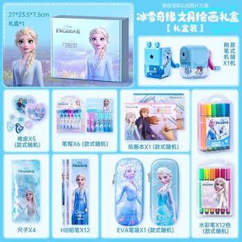 迪士尼（Disney）文具套装艾莎公主绘画文具礼盒女孩生日礼物学习用品套装开学季文具大礼包艾莎幼儿园