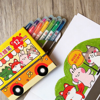 樱花（SAKURA）不脏手蜡笔12色套装礼盒水溶性旋转出芯油画棒可水洗丝滑彩棒儿童重画涂鸦笔学生美育工具