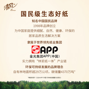 清风有芯卷纸 原木金装4层160克*10卷 卫生纸纸巾  厕纸 卷筒纸