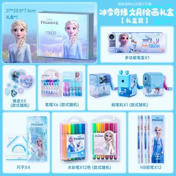 迪士尼（Disney）文具套装 艾莎公主文具绘画礼盒 儿童小学生学习用品玩具毕业礼物女孩生日礼物团购优惠