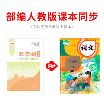 绍泽文化 小学生五年级上册同步生字描红本 人教版生字练字本 儿童练字帖