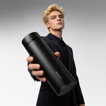 雷德夫（LEIDFOR）T26 纯钛保温杯磨砂黑色380ml 男士商务泡茶开学礼物 礼盒款