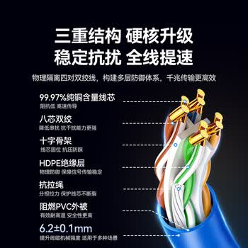 山泽六类千兆工程网线【0.57±0.008mm纯铜芯】CAT6类非屏蔽双绞线 家装网络POE监控布线305米 SZ-6305