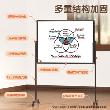 得力120*90cm支架白板 白板写字板书写稳固移动升降教学辅导办公会议磁性黑板家庭33725【销冠系列】 得力120*90cm支架白板 白板写字板书写稳固移动升降教学辅导办公会议磁性黑板家庭33725【销冠系列】
