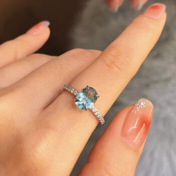 5克拉戒指女简约气质食指戒百搭 海蓝钻戒-7开口