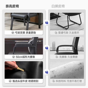 奈高（NAIGAO）办公电脑椅麻将椅人体工学椅皮质家用会议职员椅久坐舒适