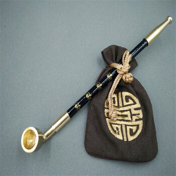 布里茨老式手工烟袋锅子 旱烟袋 实木烟袋杆玛瑙嘴 男士老人纯铜传统