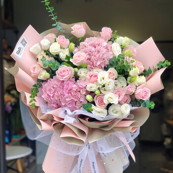 繁茵鲜花速递玫瑰绣球韩式花束生日礼物全国同城配送 繁花似锦b06