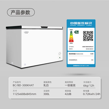 新飞300L单温家用冷柜一级冷藏冷冻两用卧式冰柜节能省电宽幅变温小冰箱BC/BD-300KHAT 