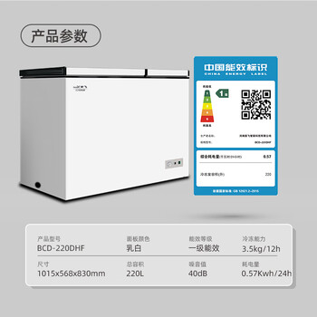 新飞220L双温家用冷柜一级冷藏冷冻冰柜节能省电宽幅变温小冰箱BCD-220DHF 