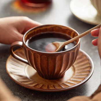 器物集 日式复古陶瓷咖啡杯碟套装创意高档精致ins简约拿铁卡布奇诺