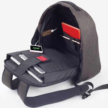 乐上（LEXON）电脑包男背包双肩包14/15英寸防盗包旅行出差潮流书包带侧兜灰色