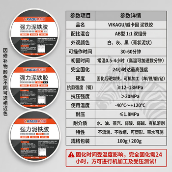 威卡固AB胶铸工胶堵漏王工业强力修补铁泥塑型胶水管补漏粘金属铁强力胶白色VG01W 200g
