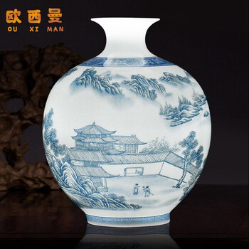 景德镇山水花瓶型号规格- 京东