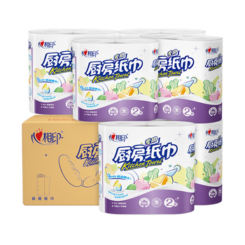 心相印厨房用纸70节*12卷 吸油吸水 加大加厚食品可接触级厨房纸巾