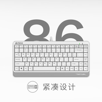 双飞燕（A4TECH）FK11 86键 有线键盘 薄膜键盘笔记本电脑键盘办公键盘便携小键盘小尺寸小型 飞时代 遂空灰 有线