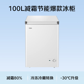 海尔（Haier）100L单温冰柜小型家用小冰柜减霜一级能效冷藏冷冻转换深冷冷柜小冰箱BC/BD-100GHW9D