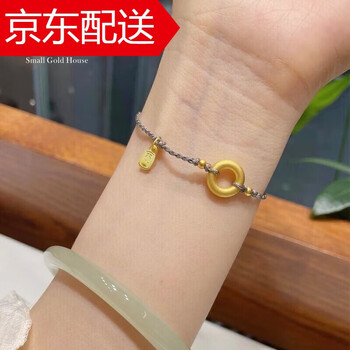 千梨开老凤凰平安扣黄金转运珠手链女999足金乾坤圈大吉大利编织本命