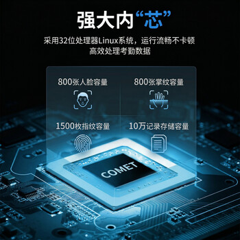 科密(comet)考勤机 打卡机人脸+指纹+掌纹识别考勤机 蓝牙连接 小程序管理 U盘/小程序生成报表FC02W