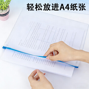 绿文12个A4透明文件袋办公资料档案收纳袋试卷拉边袋学生用中高考试笔袋票据袋防水拉链袋幼儿园作品袋