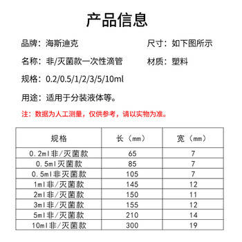 海斯迪克 HKQS-121 一次性无菌塑料滴管实验室灭菌巴氏吸管 10ml(50个/包)