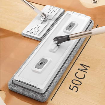 侑家良品平板拖把50CM杆长135CM共3布家用一拖净免手洗带桶洗衣机拖把套装