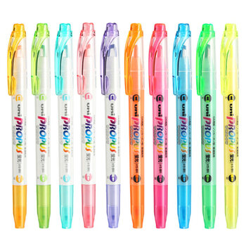uni三菱浅色荧光双头记号笔（细0.6mm/粗4mm）可视窗 学生重点标记 PUS-102T 1支/袋 绿色