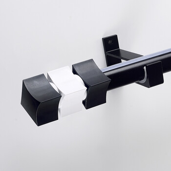 窗帘杆杆窗帘杆黑色北欧简约客厅卧室打孔轨道安装配件杆 单杆hgl 28