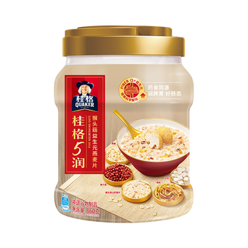 桂格（QUAKER）5润猴头菇混合燕麦片860克 添加茯苓 添加赤小豆 药食同源