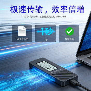 硕乐（shuole）硕乐m.2固态硬盘盒子20Gbps NVME/SATA双协议移动硬盘盒全金属ssd外接盒