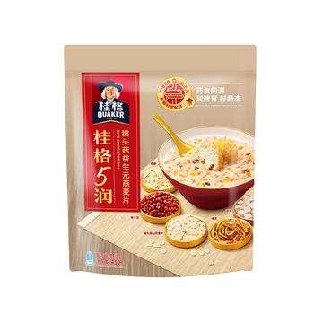 桂格（QUAKER）5润猴头菇混合燕麦片450克 添加茯苓 添加赤小豆 药食同源