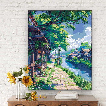 小镇油画图片- 京东