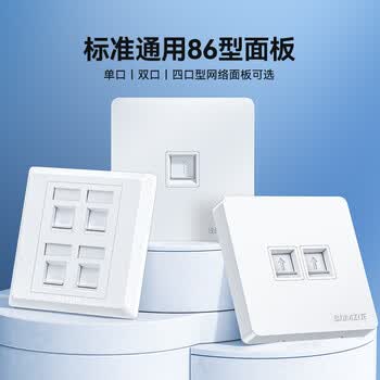山泽网线网口网络面板 通用超五/六/七类模块加厚86型面板 适用电脑房间网络插座 一位 WAN-01