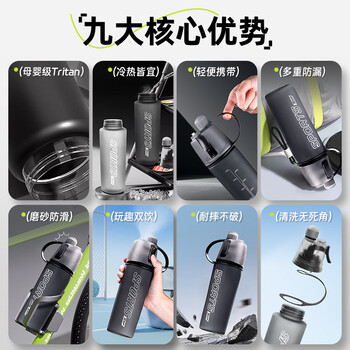 特步（XTEP）喷雾式水杯子男女士骑行儿童学生上学专用自行车随身运动水壶夏季
