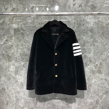 四条杠男女情侣款水貂绒外套单排扣2022秋冬季加厚保暖中长款男士大衣